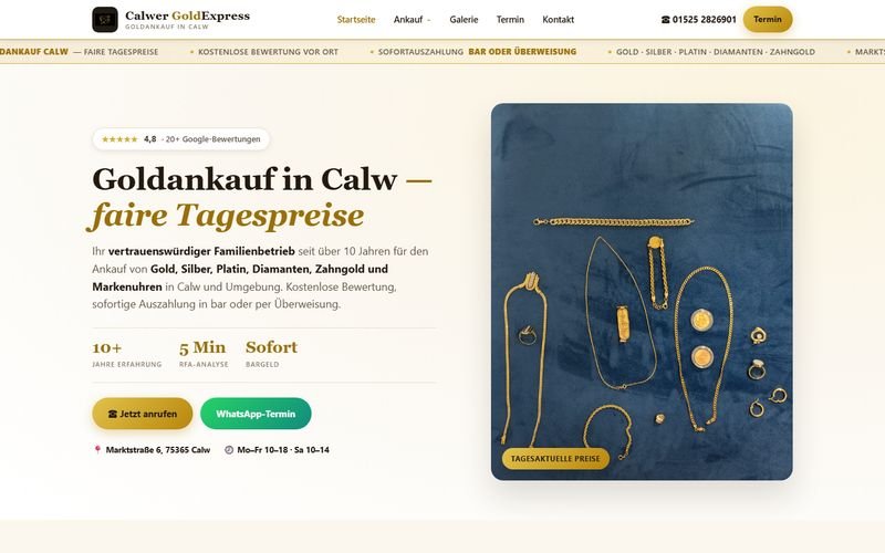 Calwer Gold Express gold buying website relaunch built by BlackCarrot Tech
